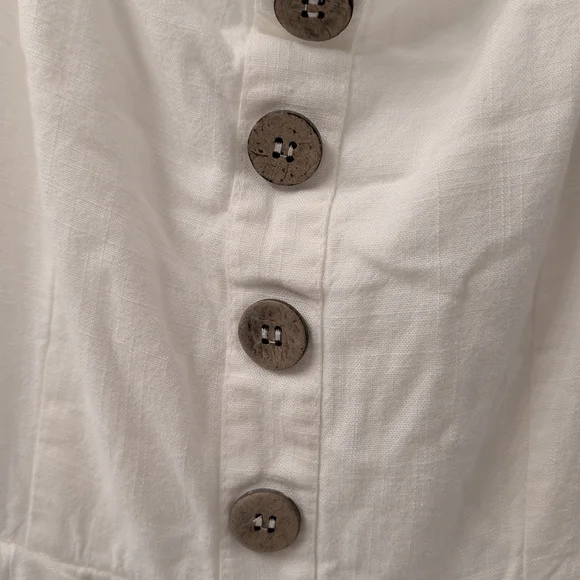 Women's White Jumpsuit with Button Detail - Picture 9 of 9